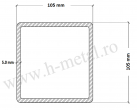 Teava patrata inox 105x105x5.0 mm 1